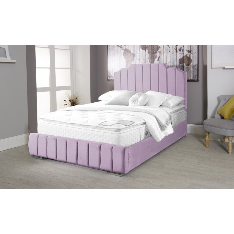 Oced Velvet Pink 4ft Small Double Ottoman Bed